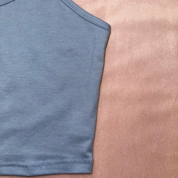 ROMWE Blue Daisy Embroidered Feminine Floral Straps Cropped Cami, Size XS - Picture 8 of 9